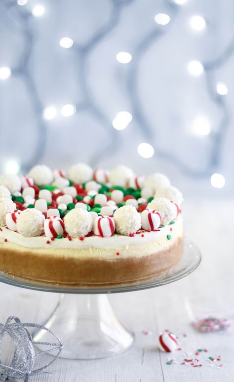 Sprinkle Bakes: Christmas Candy Cheesecake Decorate A Cheesecake, Candy Cheesecake, Christmas Cheesecake Recipes, Christmas Cheesecake, Best Christmas Desserts, Christmas Desserts Easy, Christmas Food Desserts, Food Cakes, Candy Canes