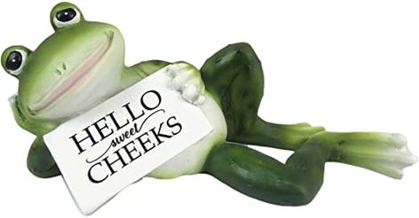 DWK "Cheeky Frog Indoor Outdoor Adorable Statue | Garden Decor | Outdoor Decor | Patio Decor | Garden Decorations | Garden Statues -7.25" inches Garden Frog Decor, Hello Sweet Cheeks Sign, Unique Xmas Gifts, Garden Frogs, Statue Garden, Frog Statues, Outdoor Garden Statues, Hello Sweet Cheeks, Frog Decor