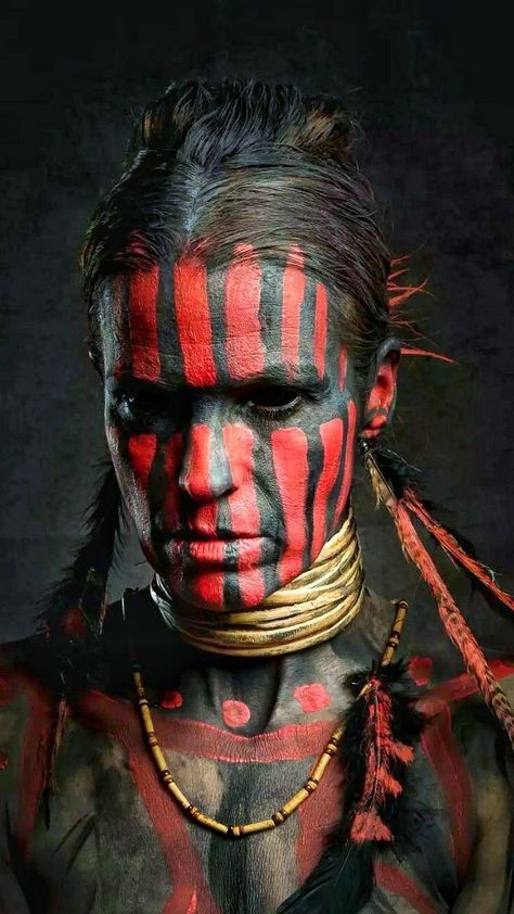 Indian Face Paints, Native American Face Paint, Native American Warrior, Native American Men, Ancient Paintings, Native American Artwork, Creepy Tattoos, Old Faces, African Masks