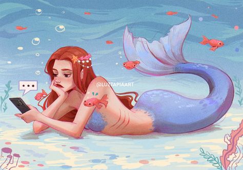 H2o Fanart, Siren Illustration, Luz Tapia Art, Comic Book Font, Who Is She, Mermaid Drawings, Real Mermaids, Mermaid Painting, Mermaid Under The Sea