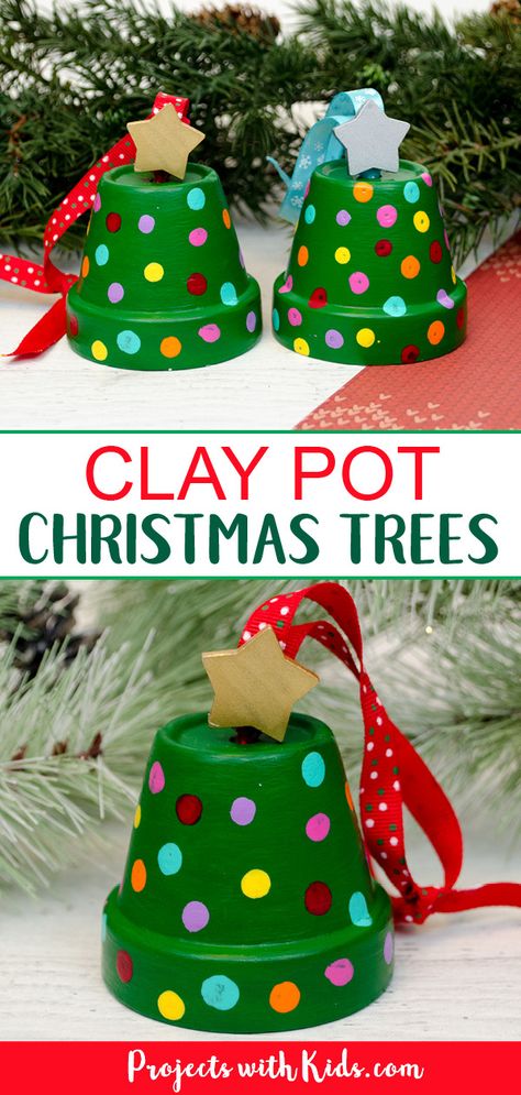 Juleverksted For Barn, Potted Christmas Trees, Easy Christmas Ornaments, Ornament Craft, Christmas Clay, Christmas School, Preschool Christmas, God Jul, Easy Christmas Crafts