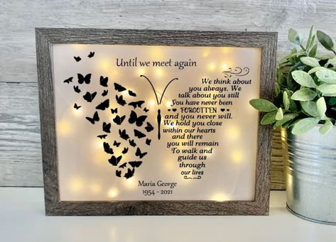 This Home & Living item by BlessedBirdyBoutique has 576 favorites from Etsy shoppers. Ships from Adrian, MI. Listed on Apr 11, 2024 Shadow Box Memory, Goodbyes Are Not Forever, Memorial Lanterns, Thinking Of You Today, Until We Meet Again, Memory Frame, Memorial Candle, Led Fairy Lights, Meet Again