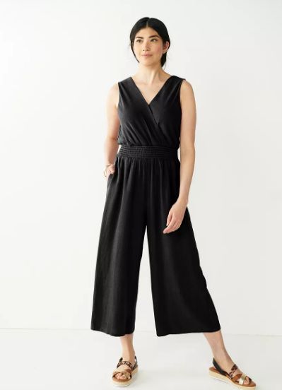 Metal snap front at surplice neckline
Lined bodice
Smocked waistline
Side pockets Women's Jumpsuit, Black Dresses, Shop Clothing, Versatile Style, Nine West, Home Kitchen, Jumpsuits For Women, Shopping Outfit, Black Dress