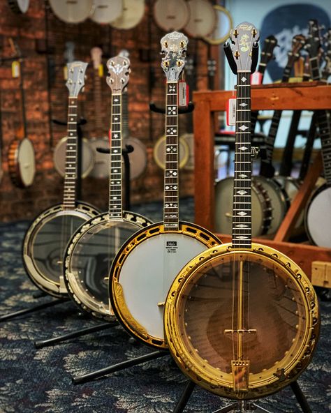 Have you ever played a tenor banjo? Tenor banjos are 4-string banjos with a shorter neck and played with a flatpick, most commonly used in traditional jazz or Irish music. Many guitarists enjoy “Chicago tuning”, the same as the first four strings of a guitar (DGBE). If you’re looking for a fun instrument that can add a new sound to your collection, tenor banjos are a great choice. See our full selection at elderly.com. Old Music Instruments, Brass Family Instruments, Antique Musical Instruments, Frog Banjo, Banjo Music, Brass Band Instruments, Irish Music, Music Store, Mandolin