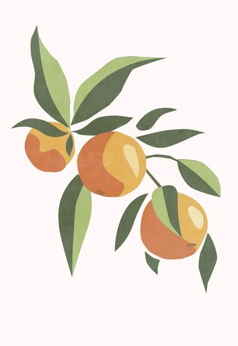 Orange Tree Branch, Fruit Wall Art, Soyut Sanat Tabloları, Gouache Art, Art Minimaliste, Orange Tree, Fruit Art, Art Food, Painting Inspo