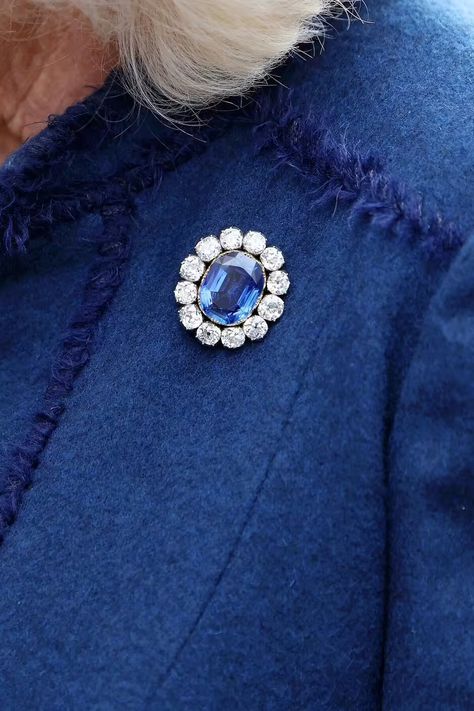 The Queen's sapphire and diamond brooch Kiki Mcdonough, Abdominal Surgery, Queen Camilla, Carnelian Bracelet, House Of Windsor, Royal Life, Family Jewellery, Diamond Brooch, July Birthstone