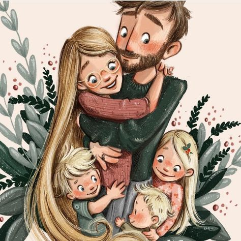 Family Drawing Illustration, Illustrated Family Portrait, Last Day Of The Year, San Giuseppe, Family Drawing, Book Illustration Art, Family Cartoon, Cartoon Girl Drawing, Family Illustration