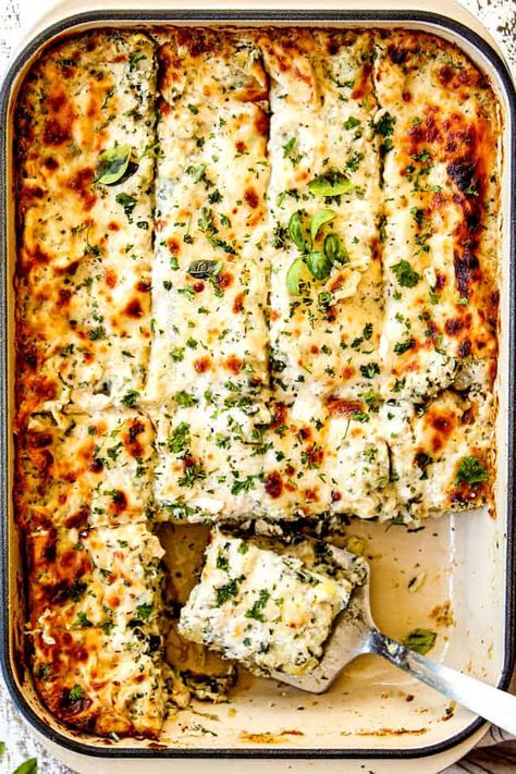 WORLD'S BEST CHICKEN LASAGNA (make ahead, freezer instructions, tips, tricks) Chicken Alfredo Lasagna Recipe, Lasagna With Ricotta, White Chicken Lasagna, Chicken Lasagna Recipe, White Lasagna, Chicken Alfredo Lasagna, Alfredo Lasagna, Baked Lasagna, Easy Lasagna Recipe