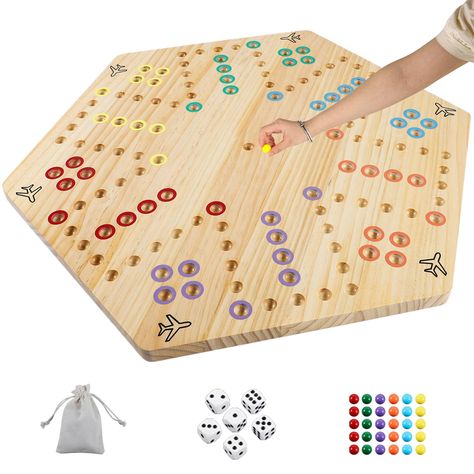 PRICES MAY VARY. 【Classic Thicken Board】Game Board Size is 23.6" x 20.5" x 0.8".And the material is selected from high-quality wood with double-sided painted design, suitable for 4 or 6 players.It Inlcudes 30 colored marbles (with additional marbles), 6 dices, 1 velvet drawstring pouch for marbles and dice and detailed instruction manual. 【Healthy Educational Activities】Thinking needs to be cultivated in practice. It is a classic Marble Game that can learn strategy and critical thinking. It is a Marble Board Game, Wahoo Board, Aggravation Board Game, Marble Games, Marble Board, Siding Paint, Kids Gift Guide, Family Game, Game Board