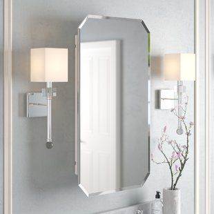 Greyleigh Graford 16" x 26" Recessed Medicine Cabinet with 2 Adjustable Shelves | Wayfair Octagon Mirror, Surface Mount Medicine Cabinet, Cabinet Mirror, Above Cabinets, Recessed Medicine Cabinet, Medicine Cabinets, Primary Bath, Random Items, Bathroom Remodel Shower