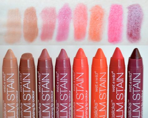 Classically Contemporary: Wet n Wild MegaSlicks Balm Stains Drugstore Lipgloss, Foundation Swatches, Enhance Beauty, Lipstick Pencil, Drugstore Products, Color Lip Balm, Lipgloss Lips, Perfect Eyeliner, Makeup Samples