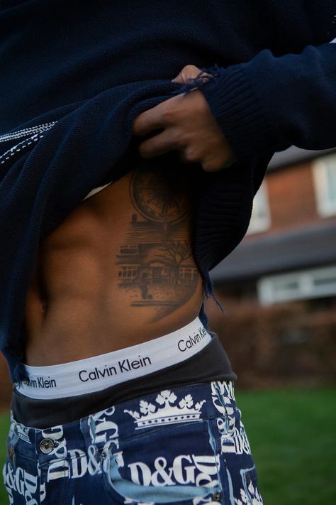 Mens Stomach Tattoo, Arm Tattoos For Guys Forearm, Rib Tattoos For Guys, Black Men Tattoos, Torso Tattoos, Tattoo Inspiration Men, Forearm Sleeve Tattoos, Back Tattoos For Guys, Marcus Rashford