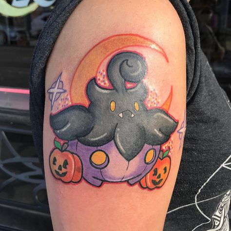 Shiny Pumpkaboo, Bestie Tattoo, Ghost Pokemon, Pokemon Tattoo, Kawaii Tattoo, Fresh Tattoo, Cute Tiny Tattoos, Shiny Pokemon, Tattoo Style Drawings