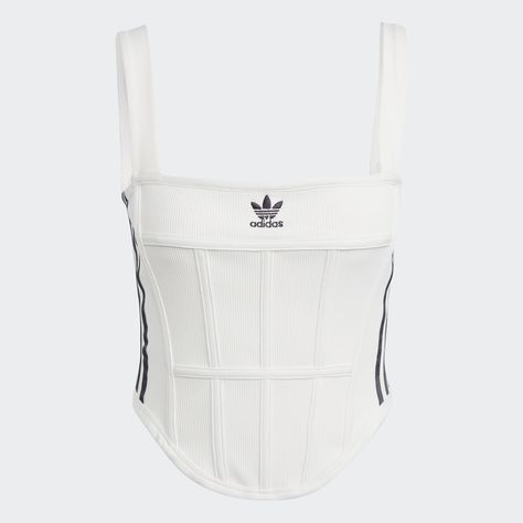 adidas Rib Corset Tank Top - White | Women's Lifestyle | adidas US Rib Corset, Uk Street Style, Corset Tank Top, Png Clothes, Kpop Shirts, Adidas Top, Preformance Outfits, Outfit Png, Sport Training