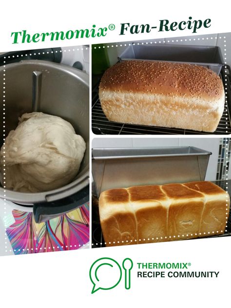 THERMOMUMMA SANDWICH BREAD LOAF by Lrbowie. A Thermomix <sup>®</sup> recipe in the category Baking - savoury on www.recipecommunity.com.au, the Thermomix <sup>®</sup> Community. Easy Bread Dough, White Bread Loaf, Thermomix Recipes Dinner, Easy White Bread Recipe, Bread Improver, Thermomix Bread, Thermomix Baking, Bellini Recipe, White Bread Recipe