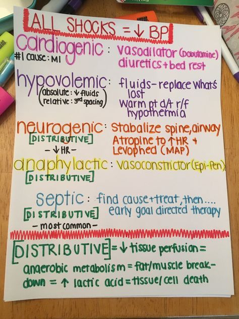 Shock nursing Emt Study, Nursing Cheat Sheet, Paramedic School, Nursing Cheat, Nursing Board, Nursing Mnemonics, Nursing School Survival, Critical Care Nursing, Nursing School Studying