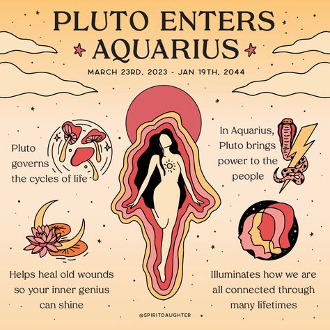 Pluto In Capricorn, Saturn In Capricorn Astrology, Pluto In Aquarius Tarot Spread, Aura Posters Aquarius, Planetary Magick, Aquarius Moon Sign, Pluto Retrograde, Spirit Daughter, Pluto In Aquarius