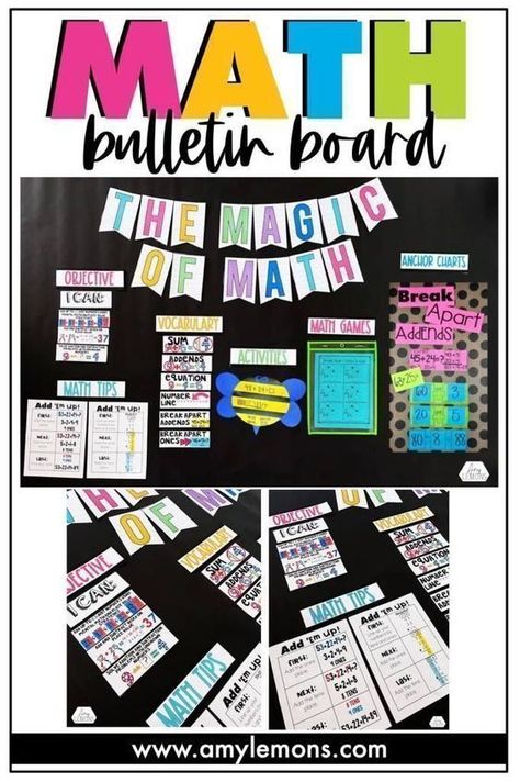 Amy Lemons created a math focus board. This amazing bulletin board is perfect for those doing the Magic of Math, but anyone can use it in their classroom! Don't forget to download your free new math bulletin board. 3rd Grade Math Bulletin Board Ideas, 3rd Grade Read Alouds, Math Focus Board, Teaching Aids For Maths, Math Routines, Focus Boards, Amy Lemons, Math Charts, Math Boards