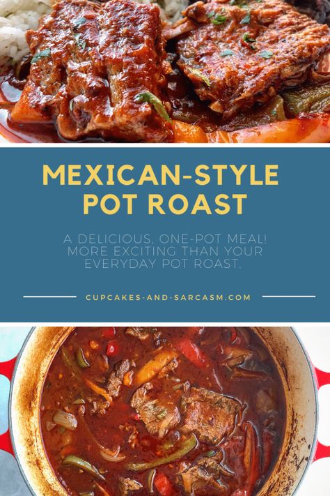 Alternative Pot Roast Recipes, Guajillo Chili Pot Roast Ree Drummond, Mexican Chuck Roast, Recipe Chuck Roast, Mexican Pot Roast, Chuck Roast Crock Pot Recipes, Beef Shoulder Roast, English Roast, Spanish Recipe