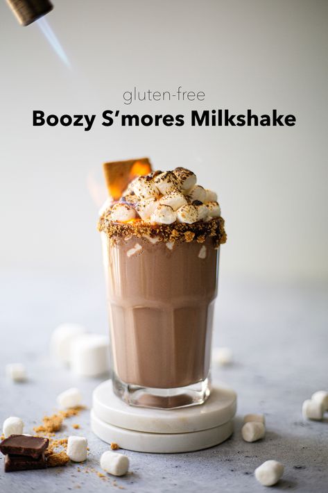 Alcohol Infused Ice Cream, S’mores Milkshake, Ice Cream Cocktail Recipes, Smores Drink, Alcohol Ice Cream, Chia Tea Recipe, Boozy Milkshake Recipes, Boozy Milkshakes, Chia Tea