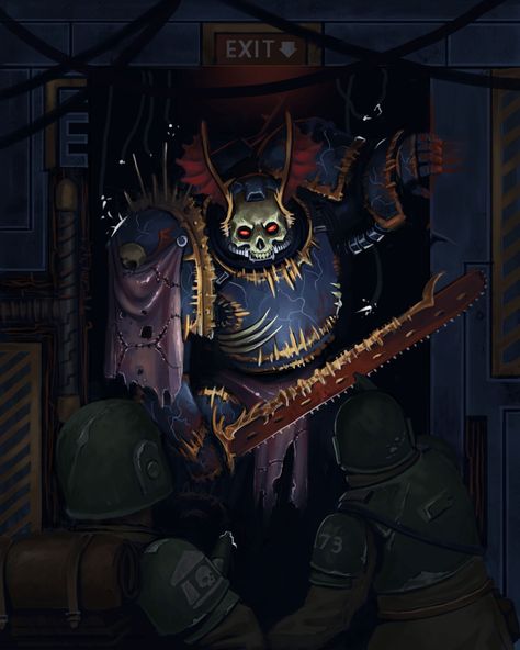 Night Lord by Maciej Dzięcioł - 40K Gallery Space Marine Dreadnought, Emperors Children, Space Marine Art, Chaos Space Marines, Night Lords, Star Wars Planets, Dark Hallway, 40k Artwork, Warhammer 40k Art