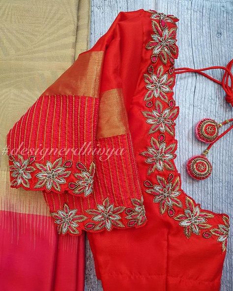 Designer Dhivya (@designerdhivya) • Instagram photos and videos Spring Work, Blouse Designs Silk, Unique Blouse Designs, Blouse Hand Designs, Unique Blouse, Blouse Models, Embroidery Blouse Designs, Embroidery Blouse, Fashion Blouse Design