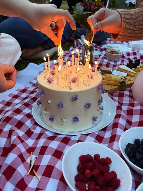 #picnic #birthday #cake #aesthetic #friends Picnic Cake Design, Picnic Birthday Aesthetic, Picnic Cake Aesthetic, Picnic Party Aesthetic, Birthday Picnic Aesthetic, Picnic Birthday Cake, Bolo Picnic, Picnic Bday, Pastel Picnic