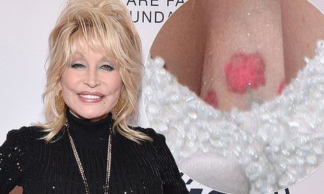 Dolly Parton, 73, admits she has several flower and butterfly tattoos all over her body Dolly Parton Butterfly Tattoo, Dolly Parton Iconic Looks, Flower And Butterfly Tattoos, Dolly Parton Plastic Surgery, Dolly Parton Tattoos, Secret Tattoos, Butterfly With Flowers Tattoo, Secret Tattoo, Craig Ferguson