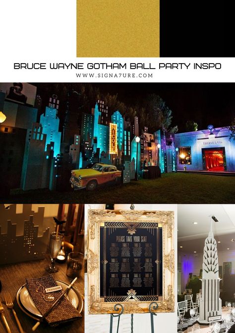 Gotham Themed Party, Batman Wedding Theme, Bruce Wayne Gotham, Batman Wedding, Batman Theme, Batman Birthday Party, Batman Party, Batman Birthday, Adult Birthday Party