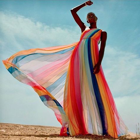 Rainbows on the forecast. @Gracebol wears the Resort 2019 striped one-shoulder gown in @bergdorfs November issue. Heaven Gaia, High Fashion Photography, One Shoulder Gown, Mob Dresses, Long Evening Gowns, Study Style, Color Dress, Long Gown, Carolina Herrera