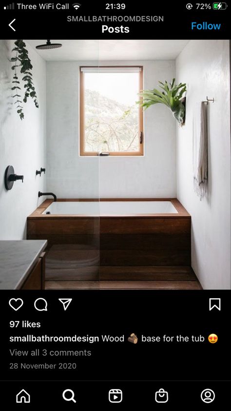 Built In Bathtub Tub Surround, Wood Tub Surround, Square Bathtub, Zen Bathroom Decor, Wood Tub, Wood Bathtub, Tile Tub Surround, Green Tile Bathroom, Bathtub Surround