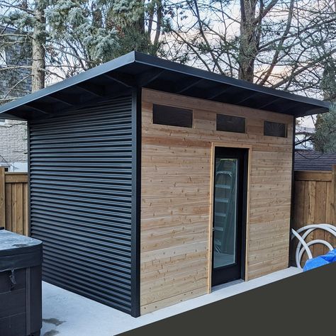 Modern Lean To Shed, Small Pool House Ideas, Modern Sheds, Contemporary Sheds, Outside Storage Shed, Shed House Ideas, Generator Shed, Cool Sheds, Backyard Escape