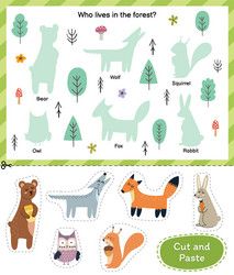 Forest Animals Preschool, Forest Animal Crafts, Forest Animals Theme, Babysitting Crafts, Toddler Themes, Activity For Toddlers, Animal Worksheets, Kindergarden Activities, Cut Animals