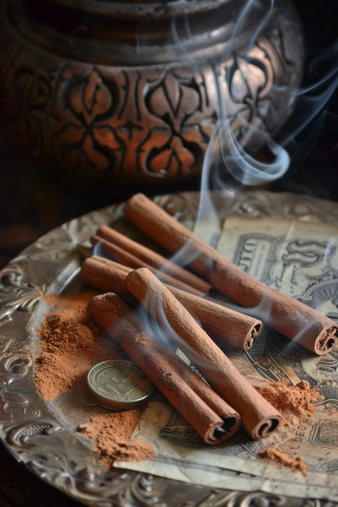 Harness the power of cinnamon to attract wealth and abundance into your life. Discover ancient money spells and rituals using this magical spice. #CinnamonSpells #MoneyMagic #Abundance Money Abundance Spell, Cinnamon Spells, Red Candle Spell, Herbalist Aesthetic, Cinnamon Aesthetic, Water Witchcraft, Samhain Ritual, Black Magic Love Spells, Money Spells That Work