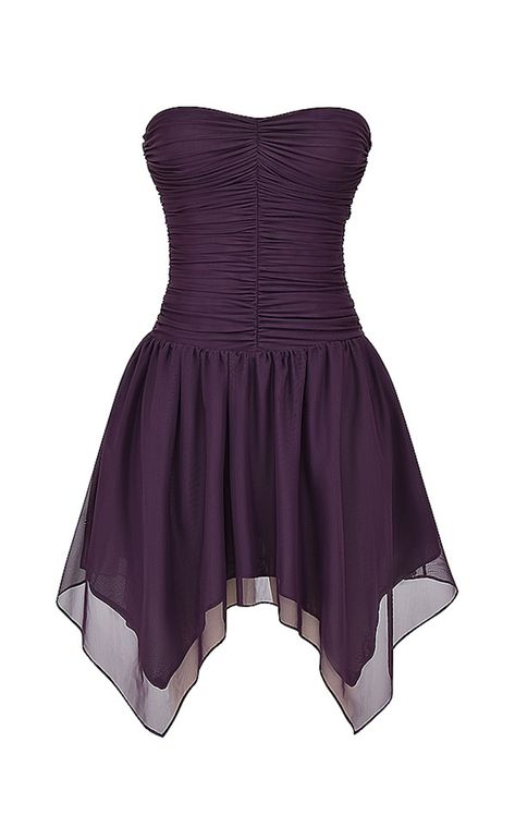 Clothing : Mini Dresses : Mistress Rocks Shadow Gathered Asymmetric Dress Hanky Hem Skirt, Casual Sundress, Lace Ball Gowns, Hanky Hem, Asymmetric Dress, Bandeau Dress, Irregular Hem, Dress Purple, Versatile Dresses