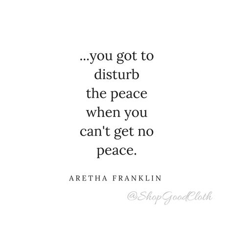 ‪"...you got to disturb the peace when you can't get no peace." Aretha Franklin, the Queen of Soul‬  ‪#arethafranklin #queenofsoul #aretha #motivation #queen #inspiration #keepgoing #dontgiveup #respect #RipArethaFranklin #RespectAretha #FridayFeeling #ArethaQueenForever #BeTheChange‬ Disturb My Peace Quotes, Peace Quotes Wallpaper, Peaceful Mind Quotes, My Peace Quotes, Your Peace Quotes, Do Not Disturb Quotes, Disturbed Quotes, Peace Of Mind Quotes, Want Quotes