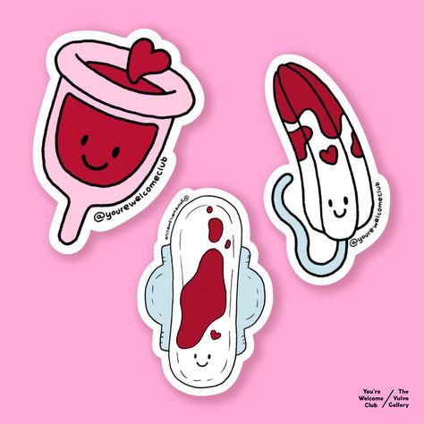 Tampon Illustration, Tampon Drawing, Tampons Aesthetic, Period Stickers, Tablet Aesthetic, Pride Funny, Period Poverty, Cycle Drawing, Happy Cup