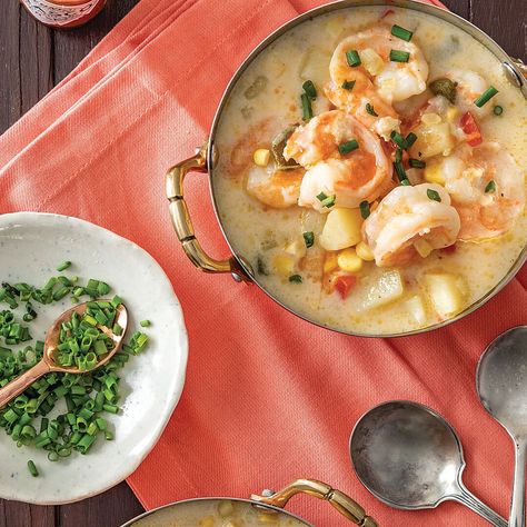 With fresh shrimp, sweet corn kernels, and poblano peppers, you’ll want second helpings of this creamy chowder. Save Recipe Print Shrimp and Corn Chowder   Makes About 3½ Quarts Ingredients ½ cup unsalted butter 1 cup chopped leek (white and light green parts only) (about 1 leek) ¾ cup diced red bell pepper ½ cup … Poblano Corn Chowder, Shrimp And Corn Chowder, Shrimp Corn Chowder, Shrimp And Corn, Fresh Shrimp, Creamed Leeks, Corn Chowder Recipe, Poblano Peppers, Cajun Cooking