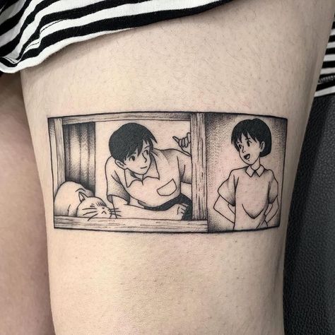 Tatuaje Studio Ghibli, Ghibli Tattoos, Studio Ghibli Tattoo, Whisper Of The Heart, Ghibli Tattoo, Anime Tattoo, Hayao Miyazaki, Anime Tattoos, Tattoos Ideas