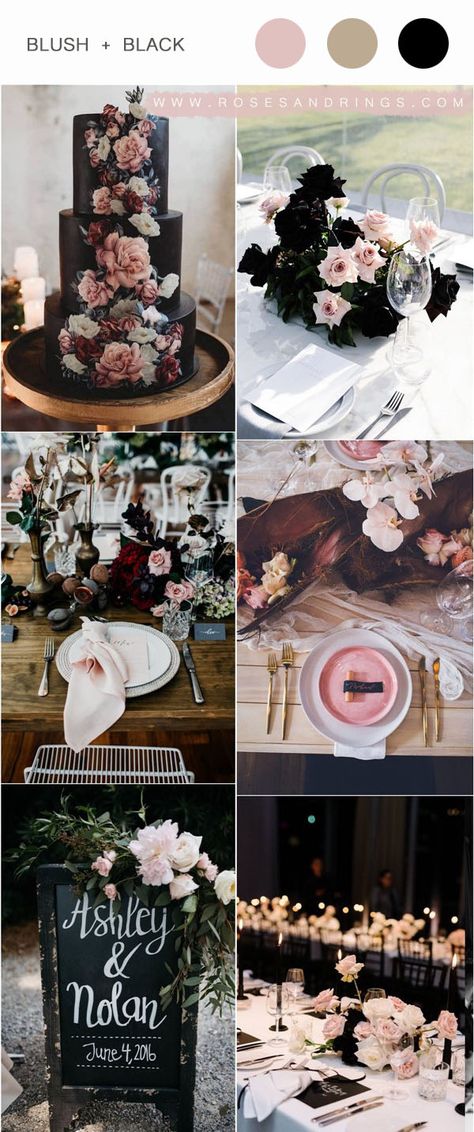 modern blush and black wedding color ideas #weddings #wedding #weddingideas #blackweddings #pinkweddings Blush And Black Wedding, Blush Wedding Decor, Popular Wedding Colors, Wedding Color Ideas, Wedding Color Trends, Wedding Decor Ideas, Orchid Wedding, Moody Wedding, Wedding Palette