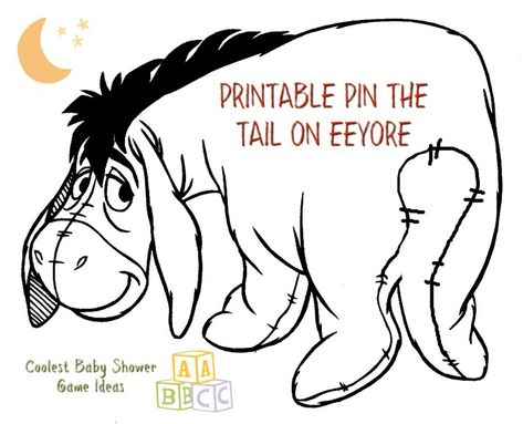 Winnie The Pooh Games, Eeyore Tail, Handmade Baby Shower Invitations, Baby Shower Game Ideas, Baby Animal Names, Pin The Tail, Baby Shower Souvenirs, Winnie The Pooh Baby Shower, Baby Shower Photography