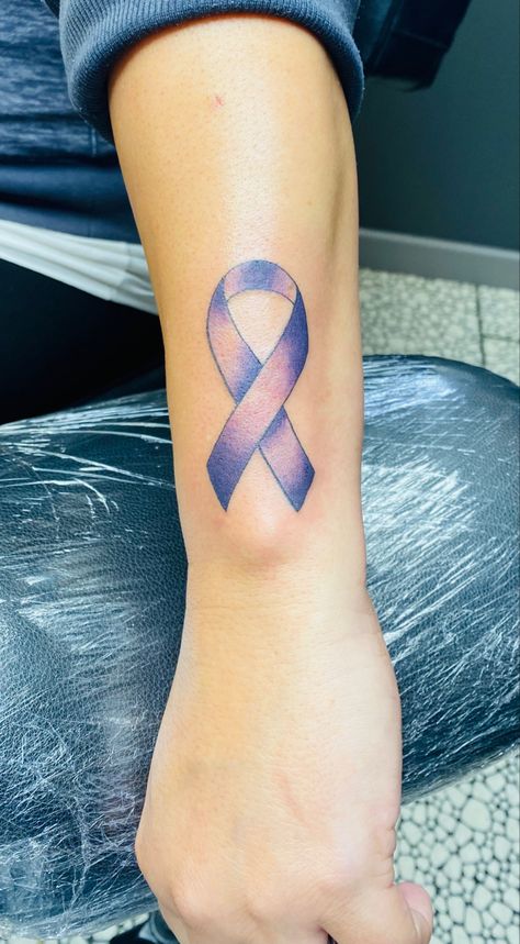 Representing all cancers Lavender Ribbon, Ribbon Tattoos, Black Ribbon, Cute Tattoos, I Tattoo, Light Purple, Cool Tattoos, Tatting, Tattoo Ideas