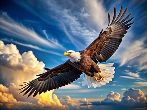 Photo an eagle flying in the sky with cl... | Premium Photo #Freepik #photo Flying Eagle Photography, Eagle Photo, Flying In The Sky, Eagle Flying, Eagle In Flight, Photography Assignments, Sky With Clouds, Eagle Wallpaper, Eagle Pictures