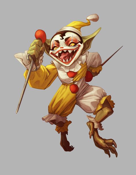 ArtStation - Goblin Bard Dnd Jester Character, Goblin Bard, Clown Theme, Circus Characters, Dnd Stories, Dnd Monsters, Fantasy Races, Dnd Art, D&d Dungeons And Dragons