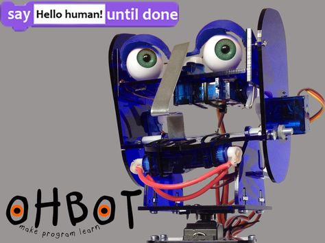 Ohbot2 is an affordable kit robot and graphical software that works with your PC.  It comes with an Arduino-compatible servo controller Ww Hacks, Animatronic Design, Arduino Bluetooth, Robot Head, Real Robots, Big Data Technologies, Arduino Robot, Robotics Projects, Programming Tutorial