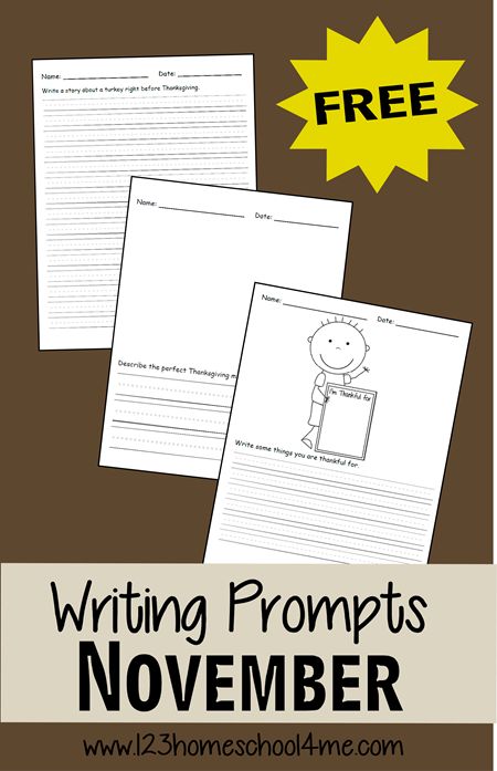 These FREE November Creative writing prompts from 123 Homeschool 4 Me contain a black & white illustration your child can color as w Preschool Journaling, November Writing Prompts, November Writing, Free Printable Journal, Homeschool Writing Prompts, 123 Homeschool 4 Me, Free Writing Prompts, Homeschool Fun, Homeschool Writing