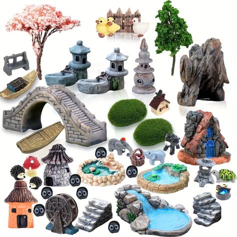 Accessories   Accessories     - Temu Spain Mini Japanese Garden, Miniature Garden Design, Desktop Zen Garden, Zen Sand Garden, Miniature Zen Garden, Garden Fairies Figurines, Small Front Porch Ideas, Mini Zen Garden, Fairy Garden Kit