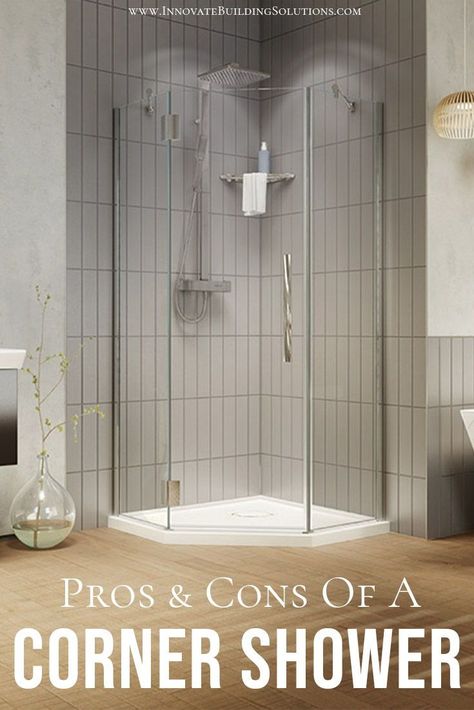 Is a corner shower the best option for your bathroom remodel? Check out more here! Corner Shower Tile, Glass Corner Shower, Corner Shower Stalls, Corner Shower Doors, Corner Shower Kits, Neo Angle Shower, Small Bathroom With Shower, Corner Shower Enclosures, Small Showers