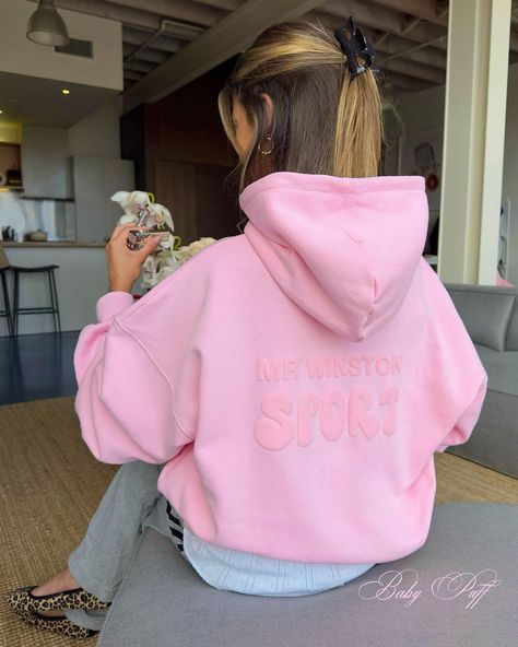 Mr Winston, Hoodie Images, Hoodie Diy, Ballerina Pink, Brand Photoshoot, Merch Ideas, Stylish Hoodies, Pink Fleece, Cute Shirt Designs