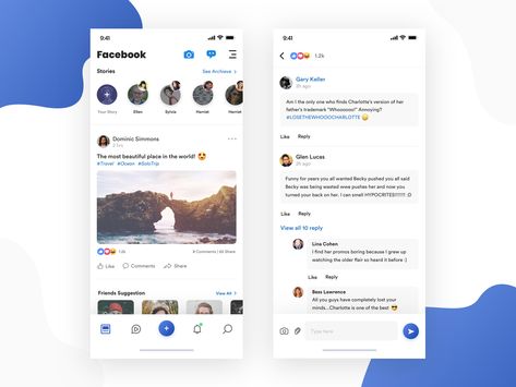 Facebook redesign by Pranjal Singh Facebook Redesign, Social App Design, Ux Design Principles, Mobile Application Design, Android Design, Mobile App Design Inspiration, Facebook App, Mobile Ui Design, App Design Inspiration